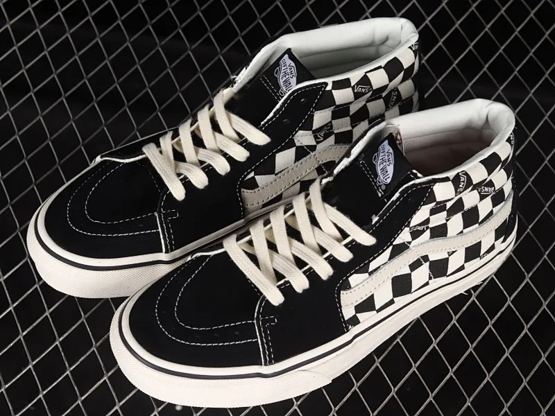 All categories Vans Vans series Vans Mid Vans China Vans Sk8-Mid Vans official black and white checkerboard Chinese casual sneakers VN0A391FJB2